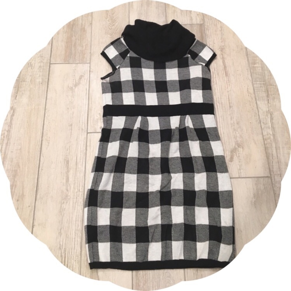 JJ Always Checkered Cowl Neck Sweater Dress